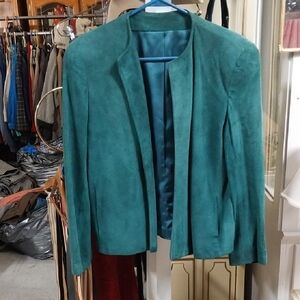 Talbots 100% Lamb Suede Teal Women's Blazer